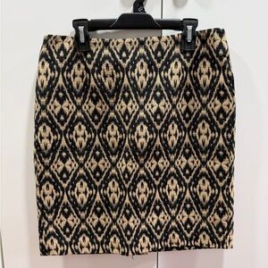 Willi Smith Black and Tan Geometric Pencil Skirt